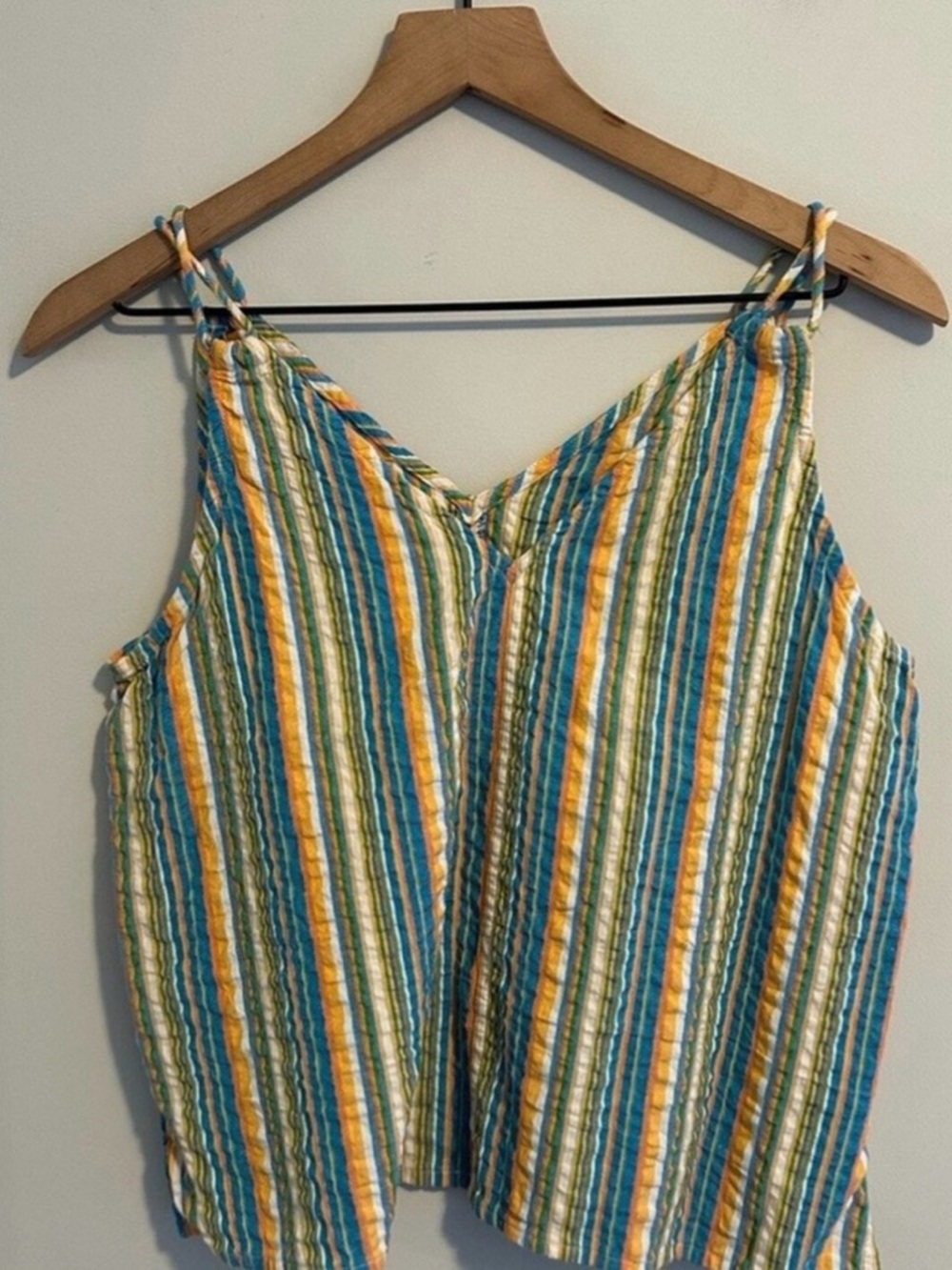 Tuckernuck Multicolor Striped Cotton Tank Top — Blue, Yellow, Green, White